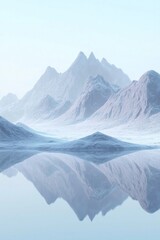 Fototapeta premium a minimalist and simple mountain range with a reflection in a lake. Tranquil, calming mood