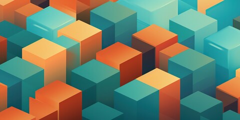 Obraz premium A colorful image of blocks in various shades of blue, green, and orange background.