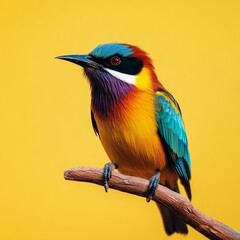 Fototapeta premium Colorful Bird Perched on a Branch, Easy to Isolate Generative AI