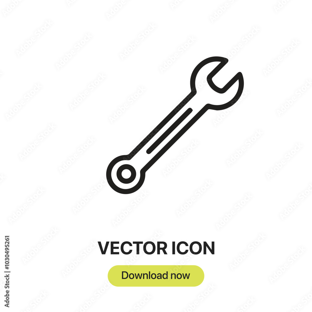Poster wrench icon vector. linear-style sign for mobile concept and web design. wrench symbol illustration.