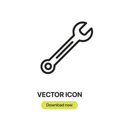 Wrench icon vector. Linear-style sign for mobile concept and web design. Wrench symbol illustration. Pixel vector graphics - Vector.
