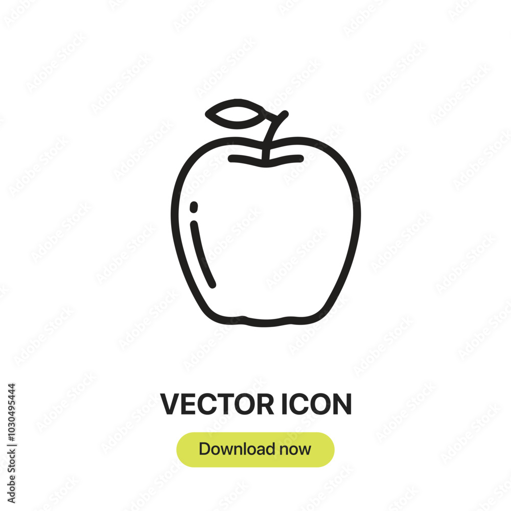 Poster apple icon vector. linear-style sign for mobile concept and web design. apple symbol illustration. p