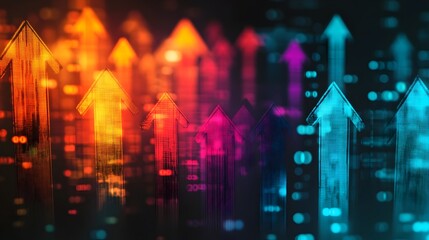 Obraz premium Striking Collage Design of Colorful Arrows Depicting Market Trends and Business Strategy