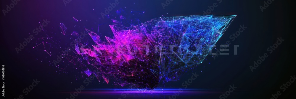 Poster abstract digital design with vibrant colors and geometric shapes representing technology and creativ