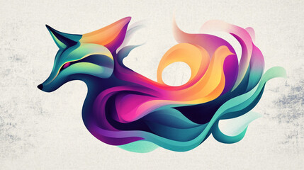 Obraz premium Abstract Colorful Fox Illustration Animal Design Graphic Art Creative Artwork