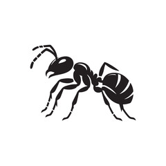 Black Ant Icon. Vector Silhouette Illustration on White.