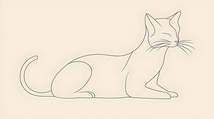 Simple Minimalist Line Art Cat for Modern Pet Design