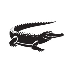 Crocodile Vector Silhouette. Black Design on White Background.