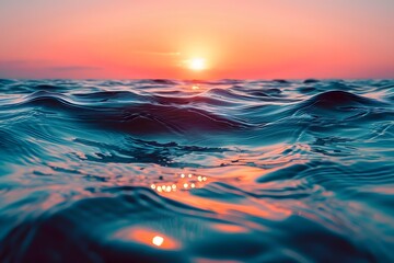 Obraz premium Tranquil Sunset Over Ocean Waves Perfect for Travel Posters and Calming Design Themes