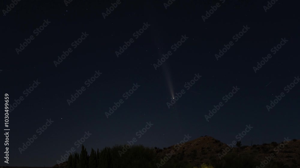 Wall mural time lapse of a spectacular comet setting in the western sky