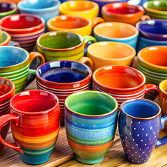colorful ceramic cups