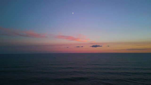 Aerial view of the Sea during sunset hours