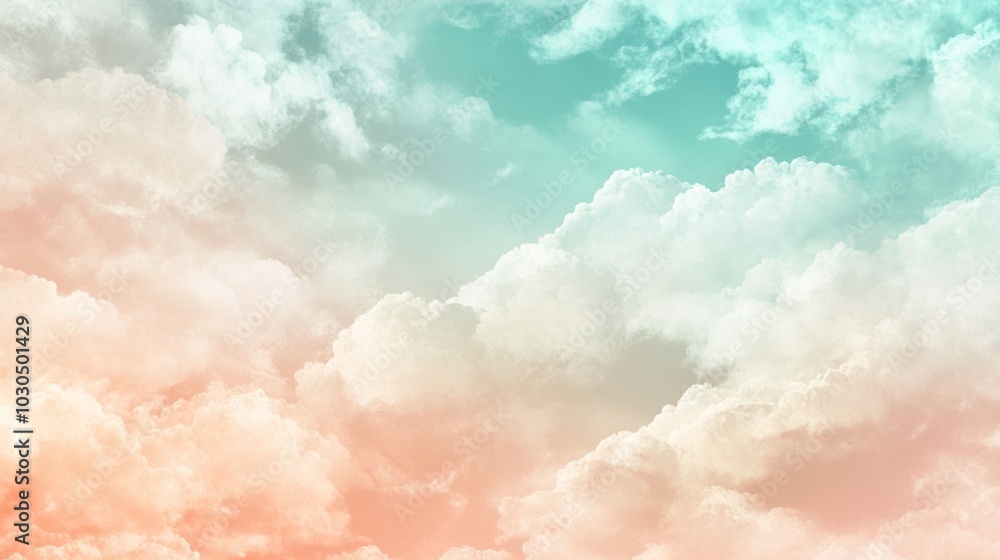 Wall mural A serene sky filled with soft, colorful clouds creating a calming atmosphere.