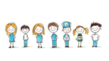 Children Representing Various Professions in Drawings