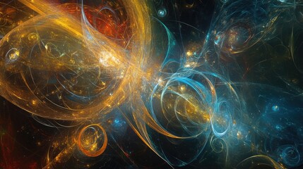 Abstract art depicting the journey of life, with interconnected lines and forms symbolizing the flow of time and human experience