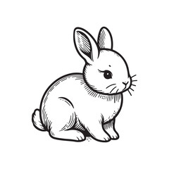 Vector Illustration of a Rabbit Silhouette in Black. Side Profile.