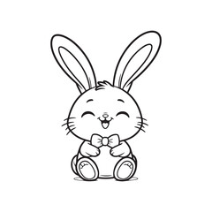 Vector Illustration of a Rabbit Silhouette in Black. Side Profile.