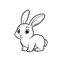 Obraz premium Isolated Black Rabbit Silhouette on White. Side Profile Vector.