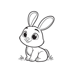 Isolated Black Rabbit Silhouette on White. Side Profile Vector.