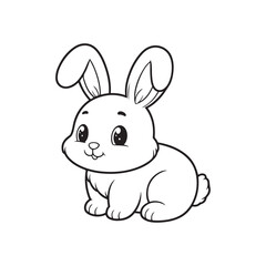 Isolated Black Rabbit Silhouette on White. Side Profile Vector.