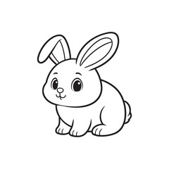 Silhouette of a Rabbit in Black. Side View Vector on White.