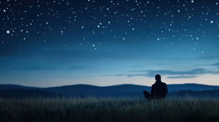 Fototapeta premium Contemplating the night sky a moment of solitude under stars