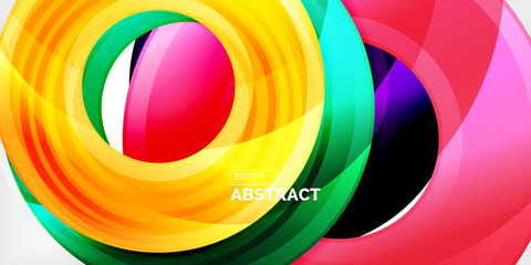 Obraz premium Bright colorful circles with light effects. Abstract background