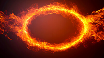 Fiery Circle of Flames on Dark Background