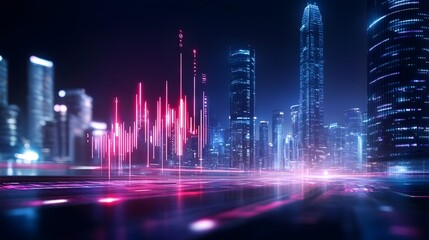 Ominous Crimson Data Streams in Futuristic Megalopolis Backdrop
