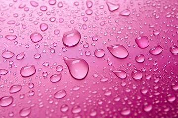water droplets on pink surface close up background, pink texture with water drops pattern, pink raindrops detail,
