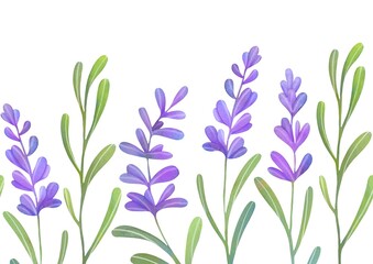 lavender sprigs seamless pattern. tender watercolor illustration isolated on transparent background, floral clip art and cut out element design, calming and serene atmosphere flowers, aroma therapy