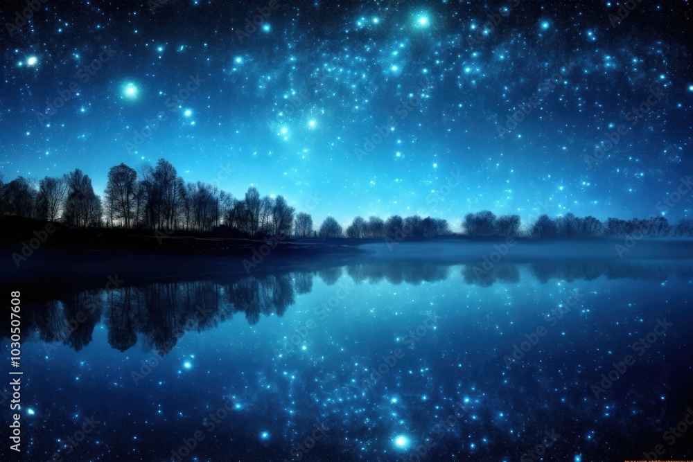 Poster Starry sky landscape outdoors nature.