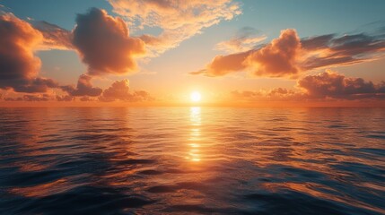 Obraz premium Golden Sunset Over the Ocean