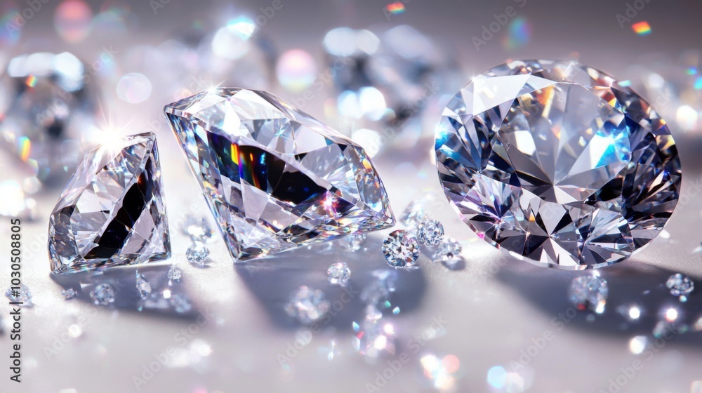 Poster sparkling diamonds on a soft background