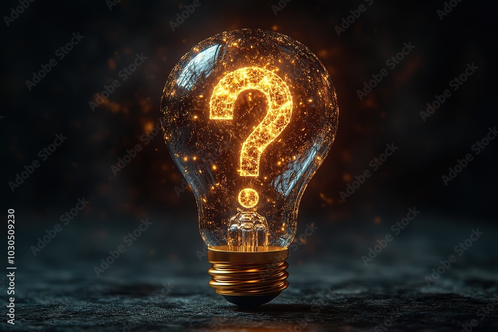 Poster a light bulb with a question mark inside of it