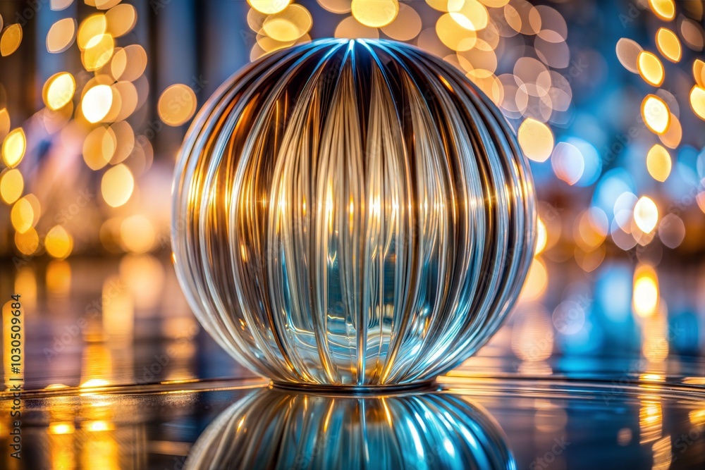 Canvas Prints glass sphere with warm reflections and metallic texture
