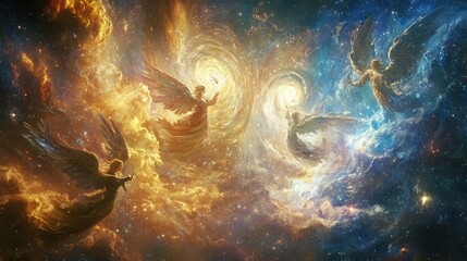 Celestial Gathering of Archangels in Cosmic Realm