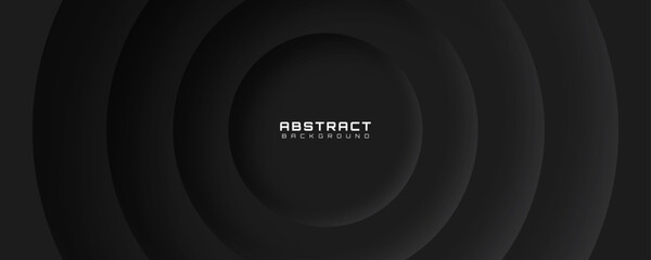 3D black geometric abstract background overlap layer on dark space with cutout effect decoration. Modern graphic design element circles style concept for banner, flyer, card, cover, or brochure