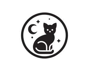 black cat and dog vector illustration