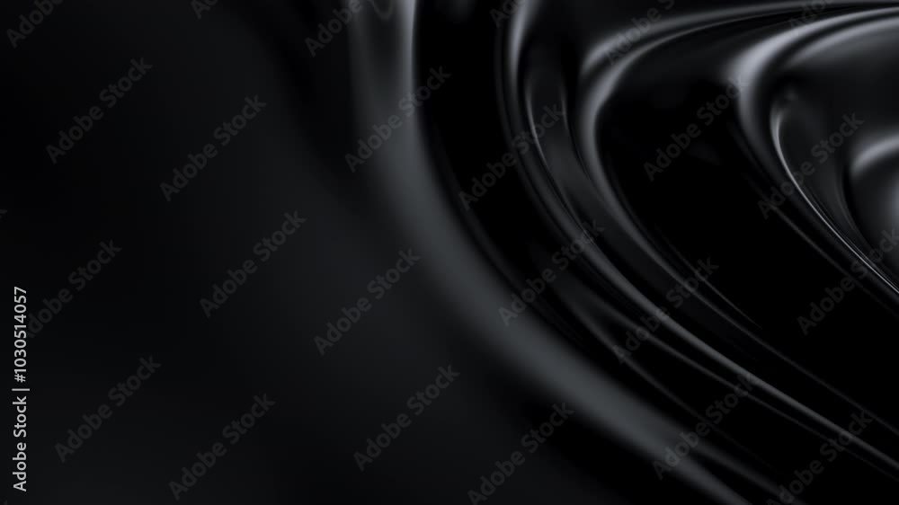 Poster abstract reflective ripples on black surface. dark water waves. satin crumples. loop 3d render anima
