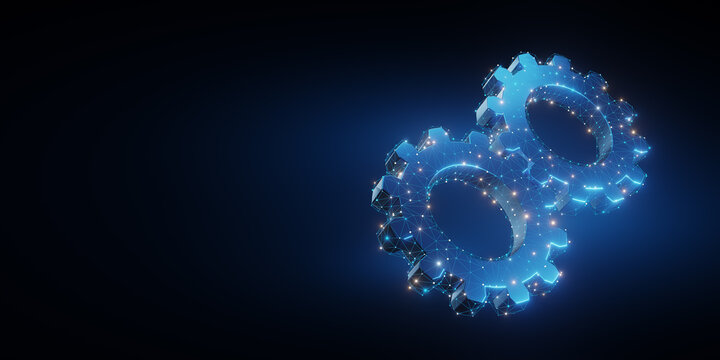 Digital gears representing network and teamwork concept