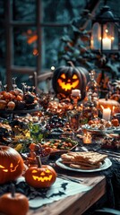 Lively Halloween Feast Table Setting