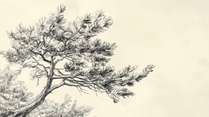 Obraz premium Hand-drawn hemlock tree sketch