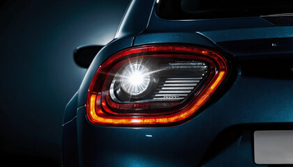 Fototapeta premium Detailed Closeup of Car LED Brake Light, Car Lamp, and Brake Light Bulb on Dark Background