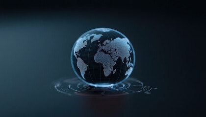 holographic globe displaying detailed world regions with modern design, emphasizing connectivity and global awareness. visual representation evokes sense of innovation and exploration