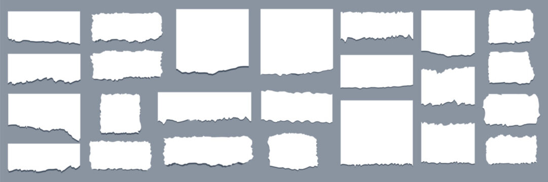 Set of Torn sheets of paper. Torn paper strips. Vector illustration