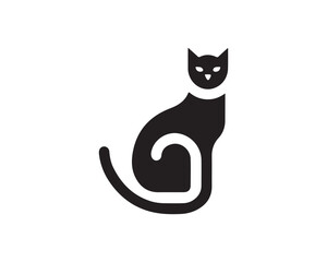 black cat isolated on white vector illustration
