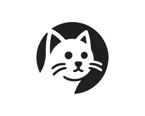 black and white cat vector illustration