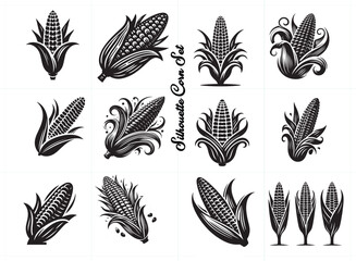 Black Color Corn Silhouette Vector