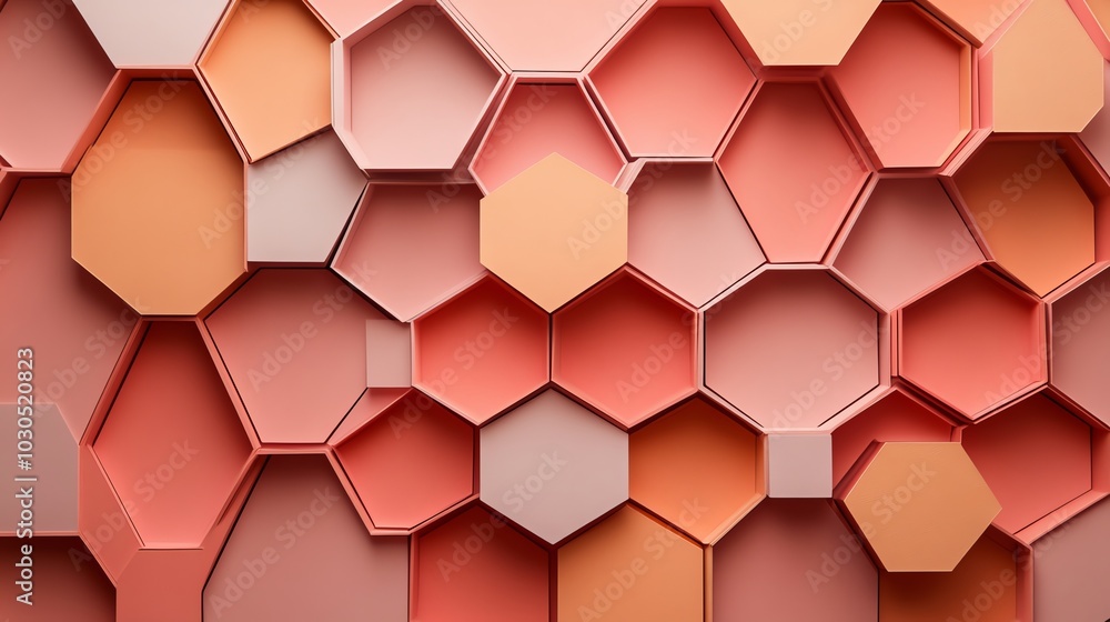 Poster minimalist paper cut geometric hexagon pattern with evenly spaced shapes, paper cut hexagon, minimal
